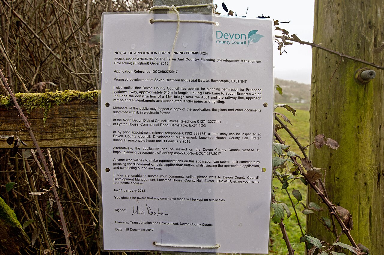 Site notice of an application for planning permission