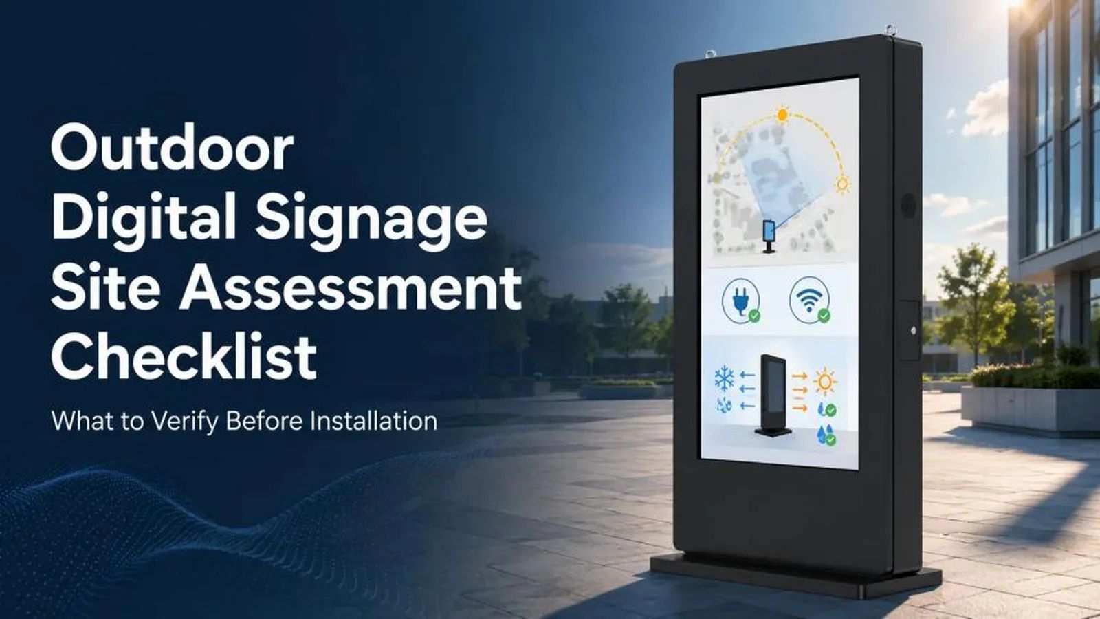 Outdoor digital signage site assessment and installation check